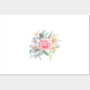 Watercolor Blush Pink Floral bouquet Posters and Art